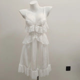 Lace Lace Hollow Pajamas Girls Spring And Autumn Long Pure Desire High-End Simulation Ribbon Braid Skirt