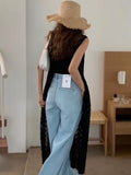 Out Dress Women Midi Knitting Vintage Loose Casual Sleeveless Summer Streetwear Vacation Aesthetic Female Simple Daily-Outfit