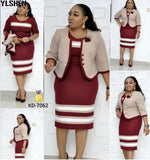 Piece Set African Dresses For Women Jacket Tops And Dress 2023 New Arrival Elegant Design Office Lady Suit African Clothes-Outfit