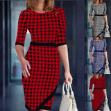 Independent Station Large-Size Women's Dress New Round-Neck Printed Fashion Dress-Outfit