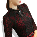 Winter 2021 Fashion New Lace Blouse Long Sleeve Slim Body Floral Lace Shirt Women Tops Elegant Plus Size Lace Top 801G