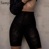 Summer Autumn 2020 Sexy Perspective Casual High Waisted Skinny Sport Mesh Woman Shorts Black Mini Biker Shorts For