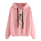 Love Printed Hoodie Autumn Winter Warm Loose Hooded Sweatshirts Casual Ladies Long Sleeve Tops Cute Girls Pullovers