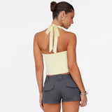 Women's Clothing 2025 Summer New Hottie Style Sexy Hanging Neck Tie Bare Back Repair