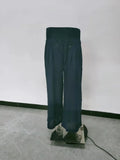 Summer 2022 Cotton Linen Style Women Loose Long Trousers Leisure Solid Color High Waist Ruched Beach Wide Leg Pants with