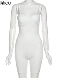 Kliou Body-Shaping Rompers Women Popular Classy Sheath Slim Sexy Cleavage Party Playsuit Solid Strapless Camisole Clubwear