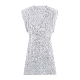 Multi-Color Round-Neck Sleeveless Dress Short Dress 2025 Spring New