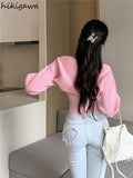2 Piece Set Women Crop Tops Sexy Sling Vest Long Sleeve Cardigan Coat Outfits Rouopas Femme Sexy Tunic Suit Y2k Clothes-Outfit