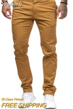 Men's Solid Color Trousers Pants Men Winter Autumn New Casual Trousers Full Length Cargo Pants-Outfit