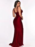 Formal Strap Sleeveless Solid Silt Evening