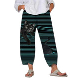 Cute Cartoon Print Women's Pants 2021 Spring Casual Elastic Waist Trousers Oversize Loose Beach Wide Leg Pants Plus Size