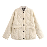 Autumn And Winter Fashion New Three-Color Leopard Pattern With Threaded Collar Cotton Clothes Women's Clothing