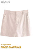2023 Women Summer 2-Pieces Sets Casual Solid Linen Blazers Coats and Shorts Skirts Female Street Two Suits Clothing-Outfit
