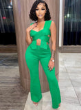 Green Irregular Bandage Top And Pant 2 Piece