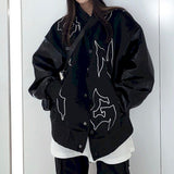 Baseball Jersey Clothes Men Leather Jacket Motorcycle Windbreaker Autumn Winter Hip-hop Embroidery Loose Casual Women Top