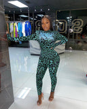 Leopard Print Rompers Womens Jumpsuit Sexy O Neck Long Sleeve Leggings Skinny Night Club Party Jumpsuit Women Overalls-Outfit