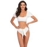 New Solid Bikini Swimsuit Women Push Up Bikini Set Bandeau Swimwear Bathing Suit High Waist Brazilian Biquini
