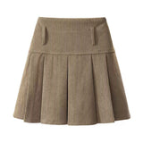 Skirt Women Spring And Autumn Wick Velvet Skirt Brown Large Size Fat Mm High-Waist College Windy Skirt
