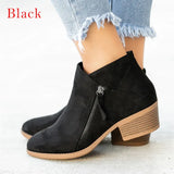 Autumn Women Shoes Retro High Heel Ankle Boots Female Block Mid Heels Casual Botas Mujer Booties