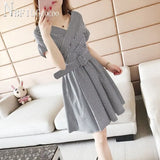 Summer Plus Size Stripe Women Dress Waist Belt Female