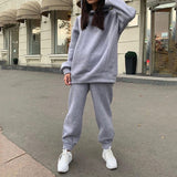Piece Set Casual Fleece Tracksuit Women Winter 2021 Women's Sets Oversized Hooded Long Sleeve Hoodie Sport Pants Lady