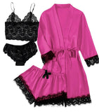 New Ladies Pajamas Four-Piece Sexy Sling Skirt Set Home Lace Pajamas