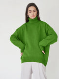 Winter Women Turtleneck Sweater Solid Thick Warm Pullover Top Oversized Casual Loose Knitted Jumper Female Soft