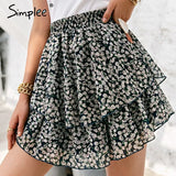 Pink Cotton High Waist Mini Skirt Casual Ruffled A-line Women Short Skirt Solid Summer Cotton Rmbroidered Female