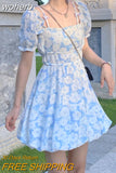 Dress Women Chic Backless Design Vacation Mini Vestido Mujer Y2k Lovely Schoolgirl Sundress Short Sleeve Ins Trendy Basic-Outfit