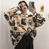 2022 Streetwear Harajuku Blouse Couple Shirt Women Men Clothing Blouses Bf Long Shirts Spring Autumn Turn-down Collar Casual