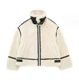 Women's French Stuffed Fur Integrated Biker Lamb Jacket Jacket-Outfit