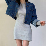 2022 New Fashion Women Solid Grey Sexy Blackless Dresses Elegant Female Long Sleeves Causal Party Club Dresses Female