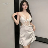 Night Swearing Suit Deep V Sexy Lace Perspective Sling Pyjamas Open Home Red Pyjamas Tempting
