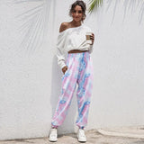 Cotton Sweatpants Oversized Tie Dye Loose Wide Leg Soft High Waisted Trousers Joggers Sports Pants Hip Hop