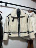 Women's French Stuffed Fur Integrated Biker Lamb Jacket Jacket-Outfit