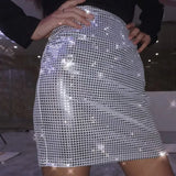 Silver Sexy Mid Waist Mini Pencil
