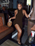 Kliou Stacked Solid Mini Dress Women Fashion Sleeveless Irregular Shape Stunning Body-Shaping Skirt Party Clubwear Female