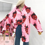 2022 Streetwear Harajuku Blouse Couple Shirt Women Men Clothing Blouses Bf Long Shirts Spring Autumn Turn-down Collar Casual