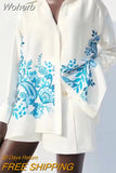 2023 Summer Women Vintage Shirts Blouses Tops Print Loose Long Sleeve Satin Female Fashion Street Top Smock Clothing-Outfit