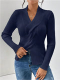 Women's Knitwear Fashion Temperament Thread Under The Fork Long Sleeve Solid Color