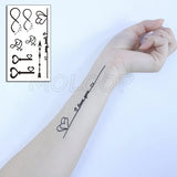 Water Transfer Tattoo Sexy Black Letter Lifeline Tattoo Body Art Waterproof Temporary Fake Flash Tattoo for Man Woman
