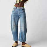 Wide Leg Baggy Jeans Women Casual Loose Mid Waist Denim Pants 90s Boyfriend Denim Bloomers Girlfriend Barrel Jeans-Outfit