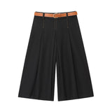 Crash-Colored Line Straight Vest 8333723 Folding Belt Bermuda Shorts