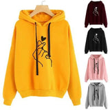 Love Printed Hoodie Autumn Winter Warm Loose Hooded Sweatshirts Casual Ladies Long Sleeve Tops Cute Girls Pullovers