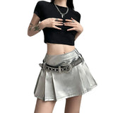 Woherb Spring And Summer New Women's Solid Color Slim Street Fashion High Waist Skirt Pleated Skirt-Outfit