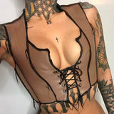 2021 Sleeveless Solid Pu Leather Patchwork Bandage Hollow Out Sexy Tank Top Spring Summer Women Fashion Lounge