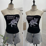 Diamond Tector Tset Coat Outside Wearing Bra Mat Babes Wrapped Bra Short Open Umbilly Printed Vest