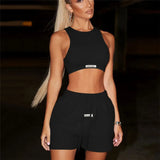 Kliou Sporty Two Piece Set Girl Halter Crop Tops+Drawstring Sweatpants Slim Activewear Casual Gym Workout Fitness Womens