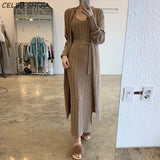 Autumn Sweater Dress Woman Korean Chic Elegant Argyle Knitting Dress Female Korean Khaki Knit Dresses Woman
