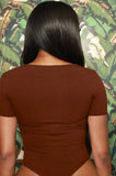 Sexy Keyhole Round Neck Short Sleeve Slim Bodysuit 703-1-Outfit
